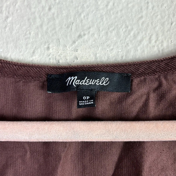Madewell Corduroy Seamed Long-Sleeve Mini Dress in Chocolate Raisin color SZ 0 P - Picture 7 of 13
